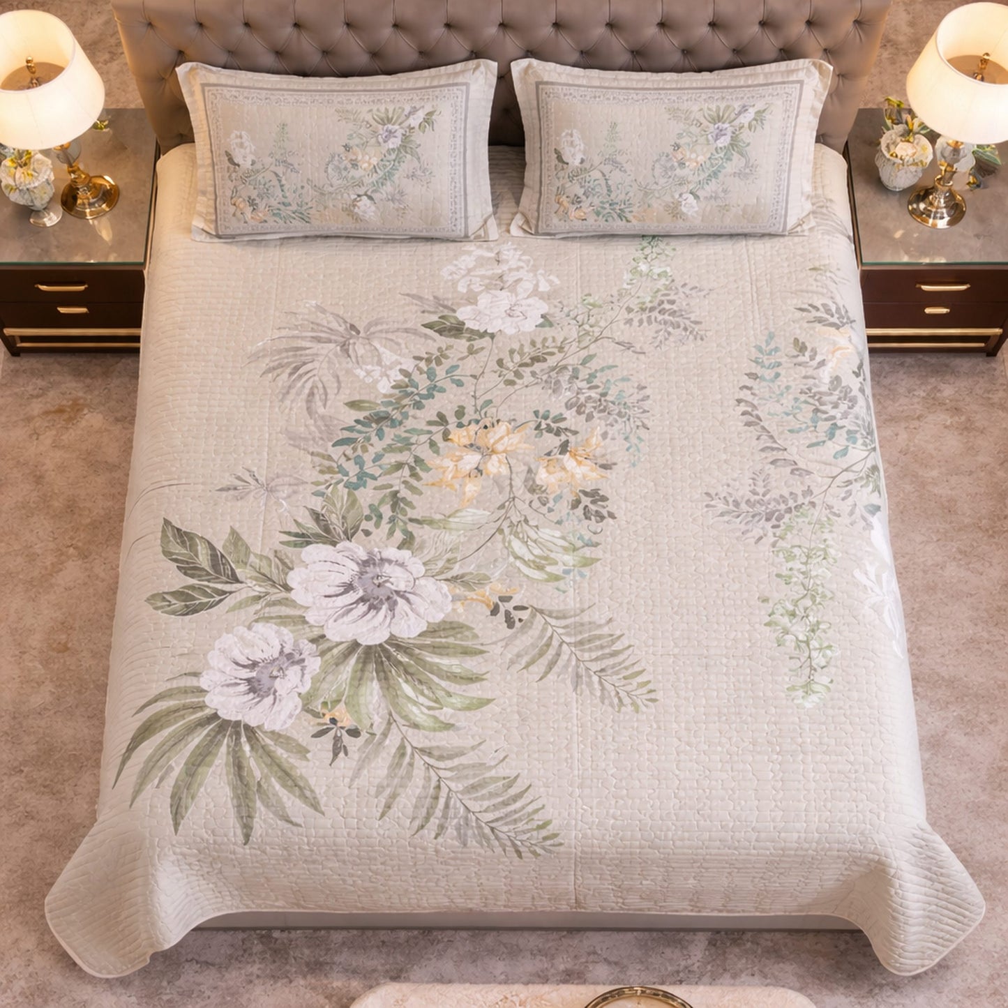 Elegant Sober Floral Digital Bedcover