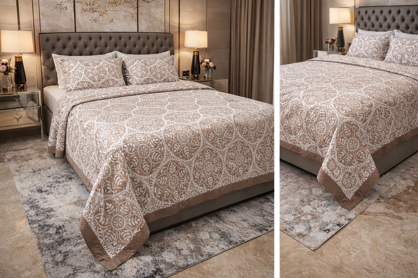 Brown Abstract Jacquard Pure Cotton Only Bedcover