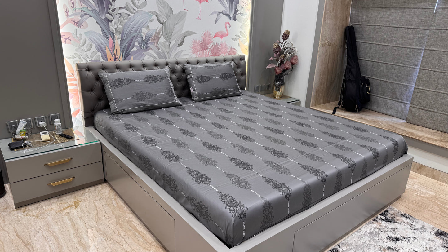 Premium Pure Cotton Grey Colour Bedsheet