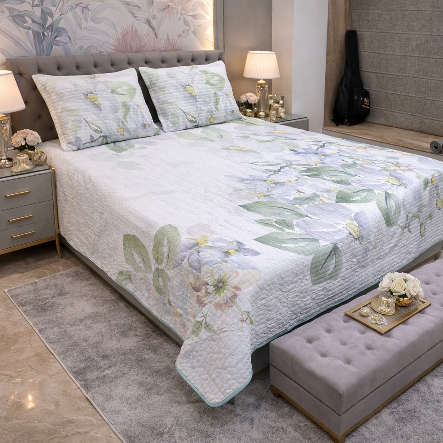Premium Floral Design Digital Bedcover