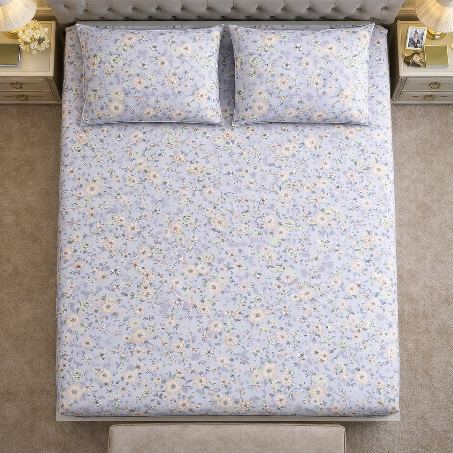Pure Cotton King Size Floral Print Bedsheet