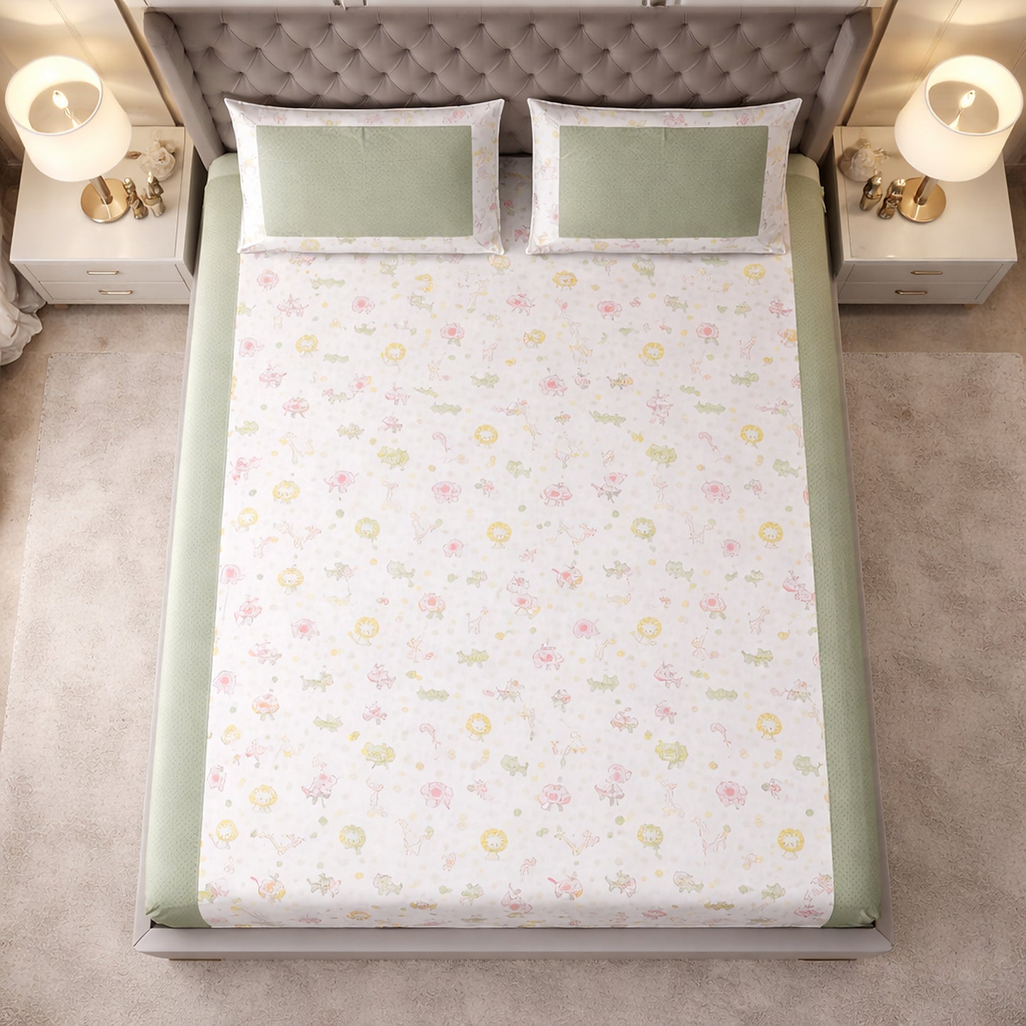 Imported Green Colour Pure Cotton Kids Print