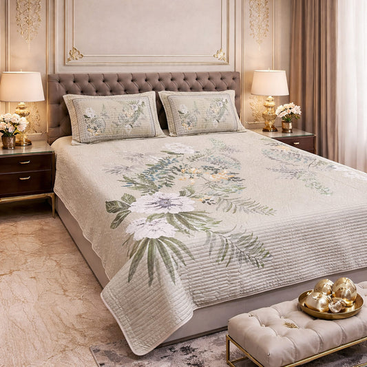 Elegant Sober Floral Digital Bedcover