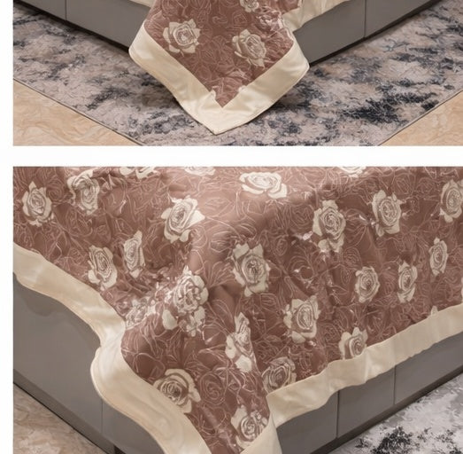Cream Colour Rose Jacquard Pure Cotton Only Bedcover