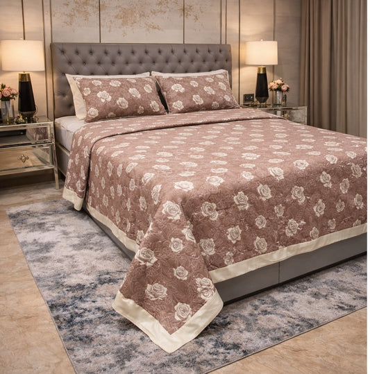 Cream Colour Rose Jacquard Pure Cotton Only Bedcover