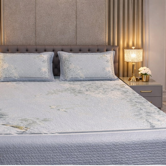 Grey Colour Floral Exclusive Digital Bedcover