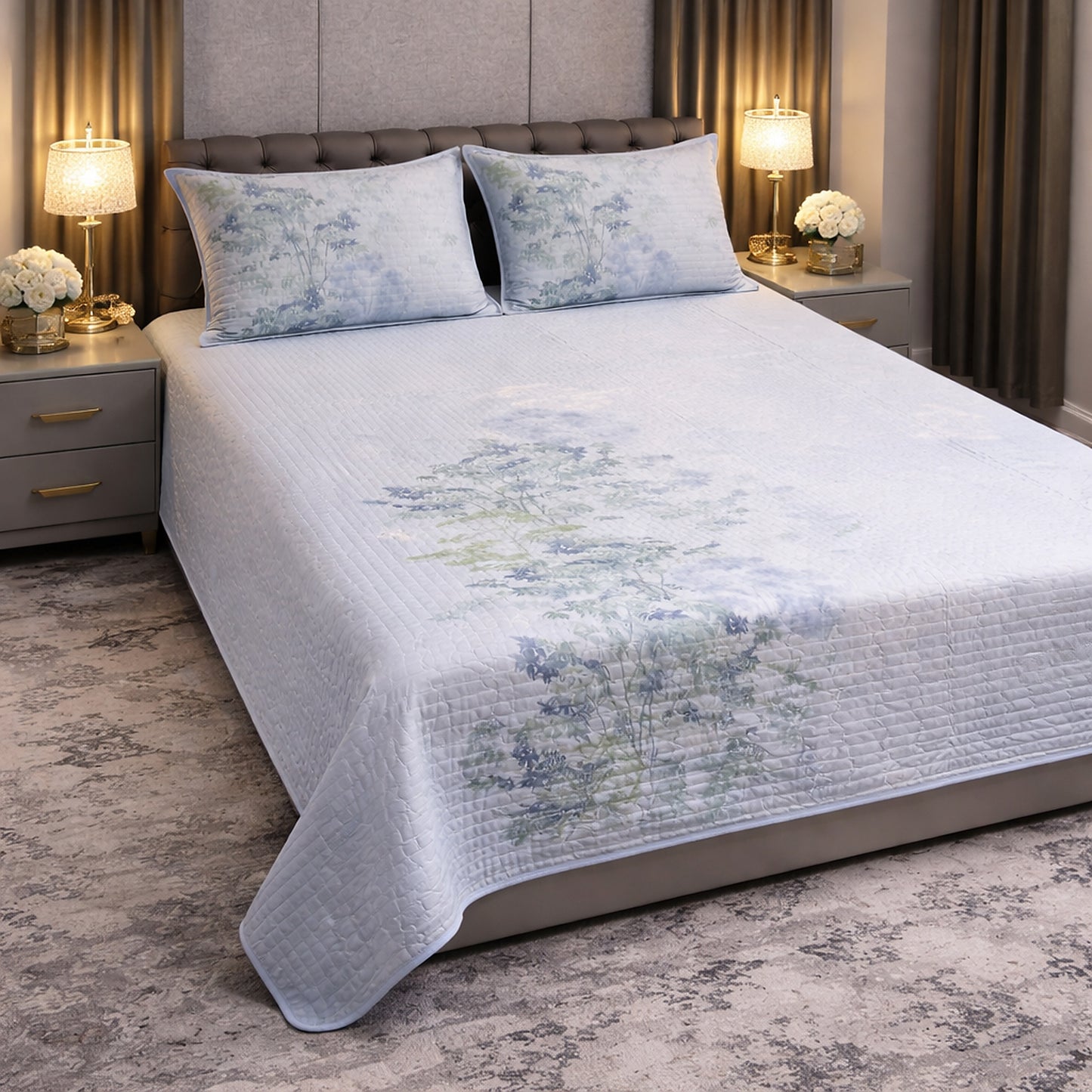 Sober Elegant Grey Digital Bedcover