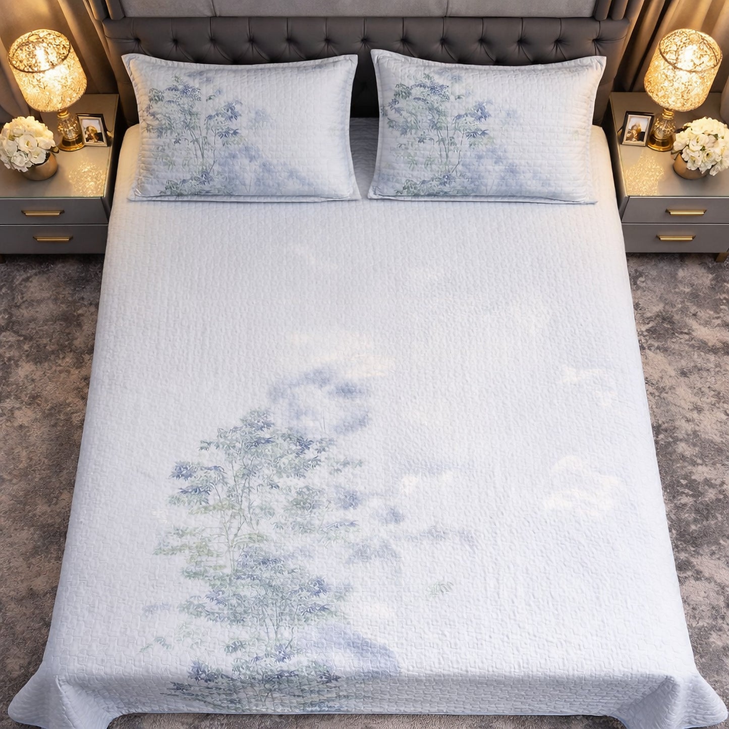 Sober Elegant Grey Digital Bedcover