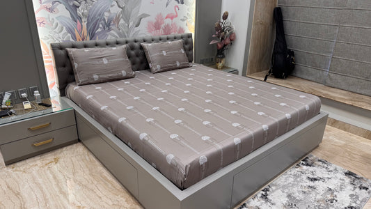Pure Charcoal Grey Cotton High Thread Count Bedsheet