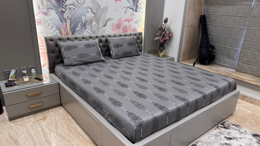 Premium Pure Cotton Grey Colour Bedsheet
