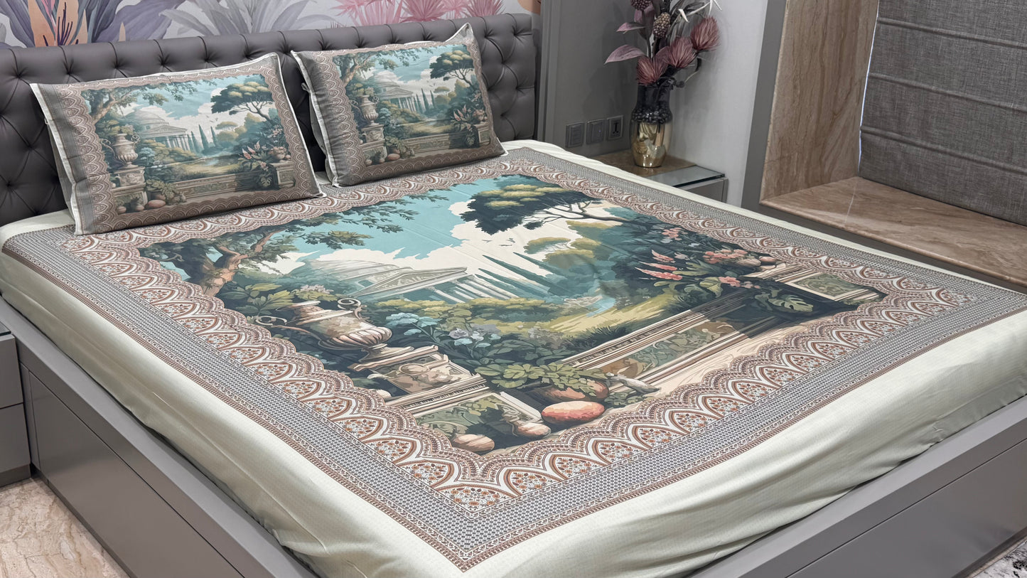 Pure Cotton Scenery Print Digital Bedsheet