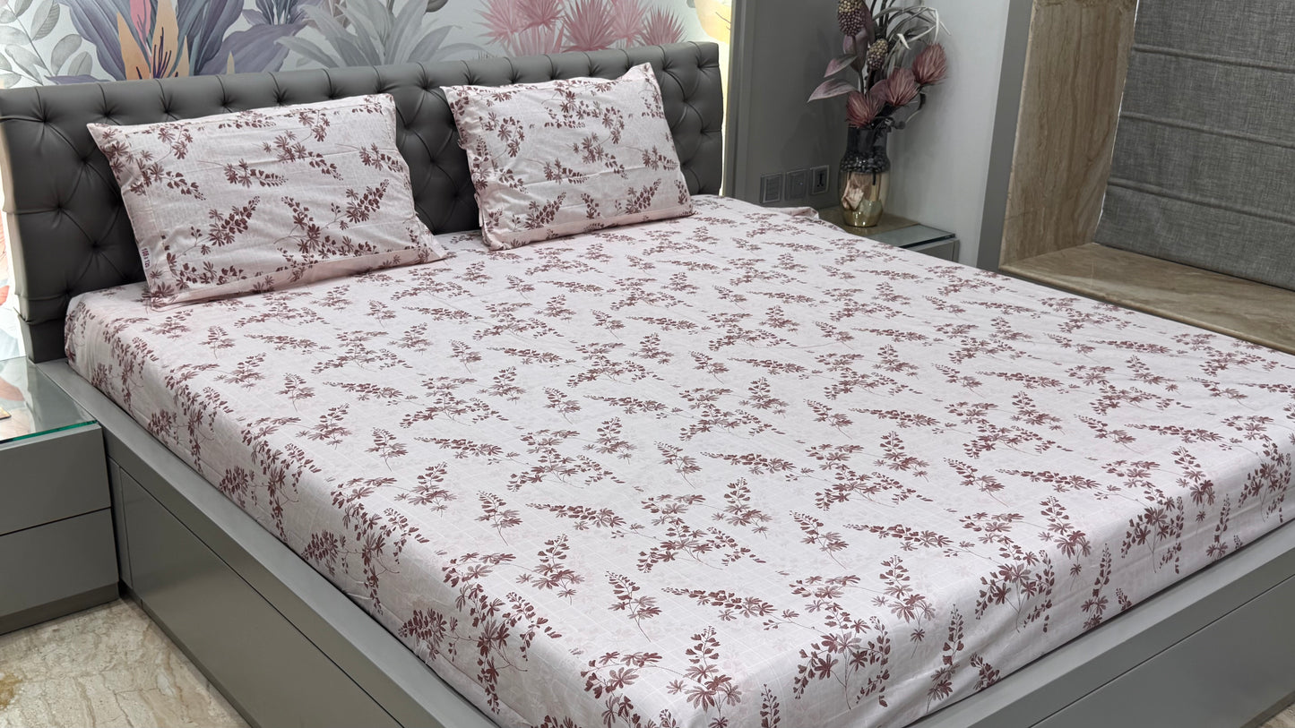 Pure Cotton Geometrical and Floral Print Bedsheet