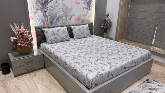 Pure Cotton Geometrical and Floral Print Bedsheet