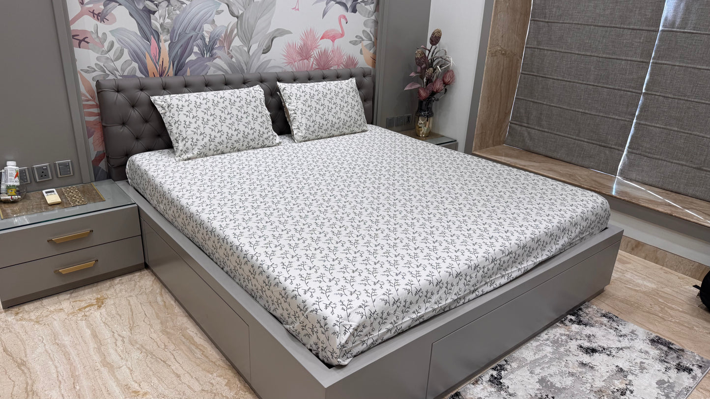 Pure Cotton Satin Mini Floral Print Bedsheet