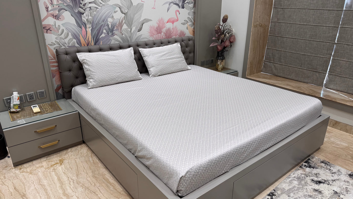 High Thread Count Grey Pure Cotton Satin Bedsheet