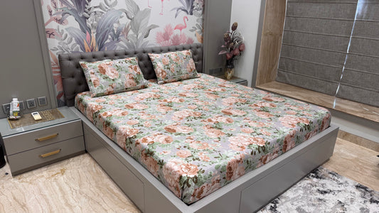 Multi Floral Cotton Print Breathable Bedsheet