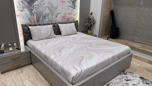 Marble Colour Pure Cotton Geometrical print Bedsheet
