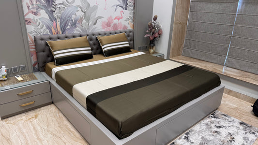 Pure Cotton Colour Printed Striped Bedsheet