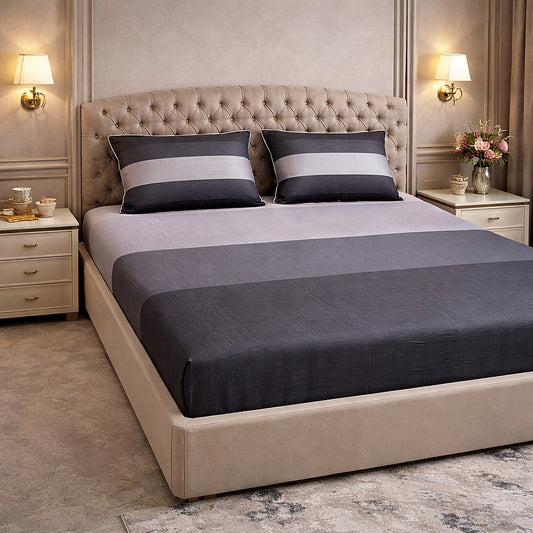 Dark Stripe Printed Pure Cottton Bedsheet