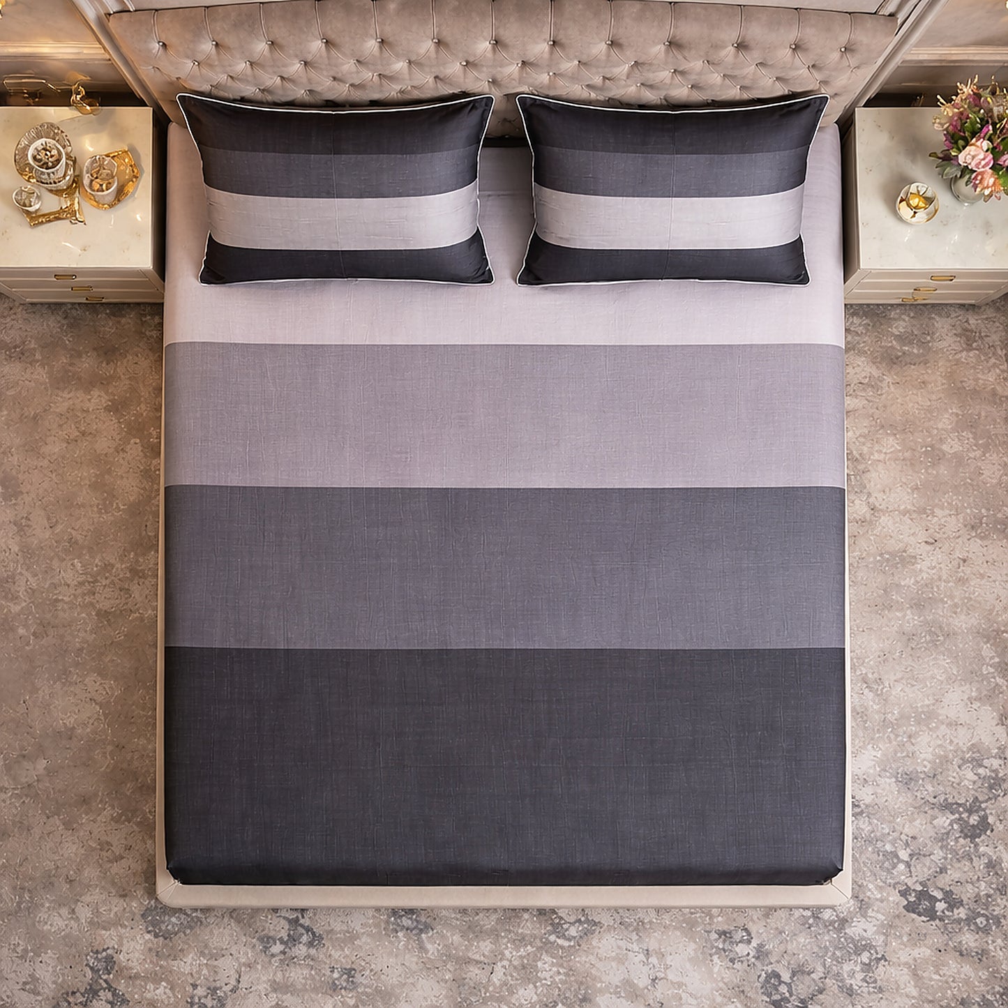 Dark Stripe Printed Pure Cottton Bedsheet