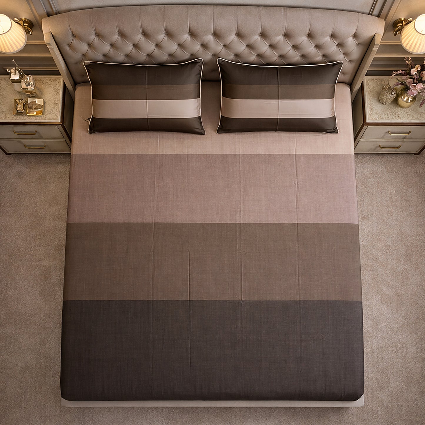 Dark Stripe Printed Pure Cottton Bedsheet