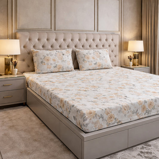 Imported Pure Cotton Floral Light Printed Bedsheet