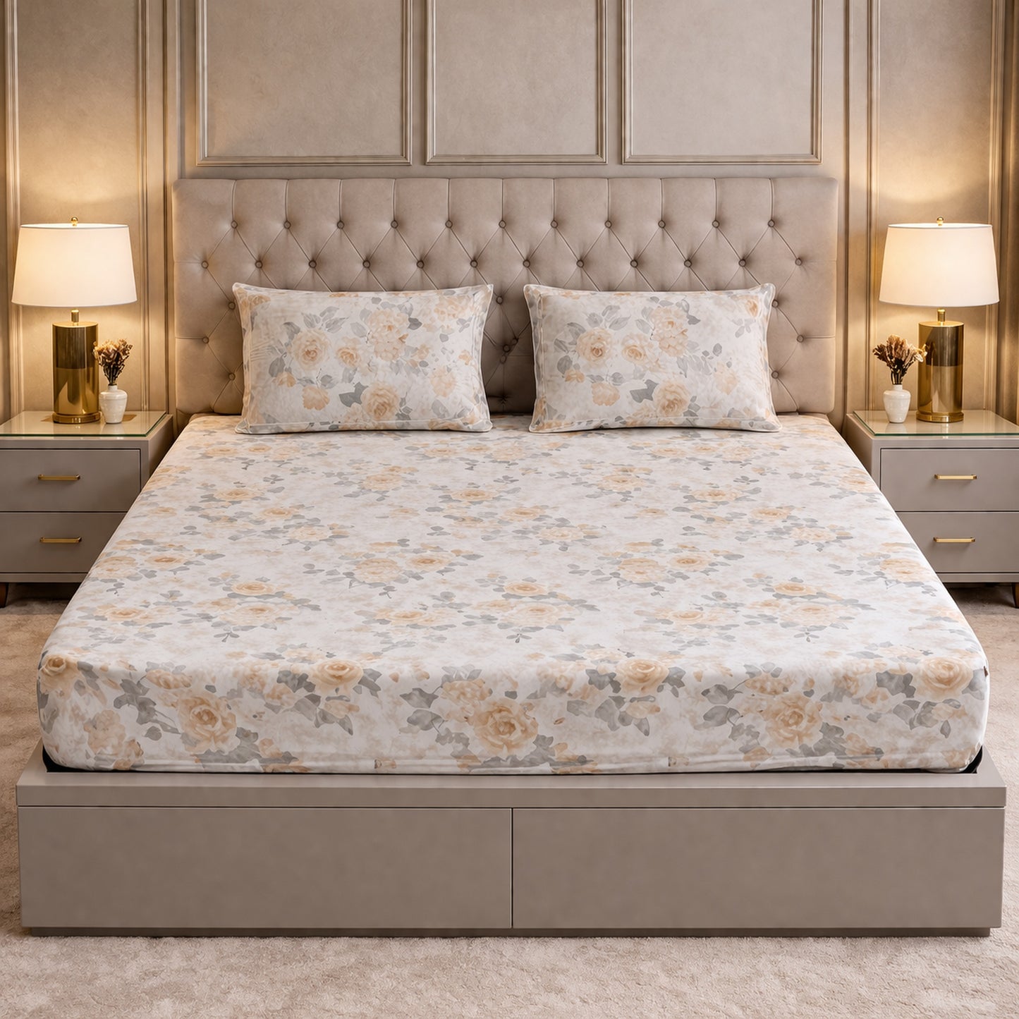 Imported Pure Cotton Floral Light Printed Bedsheet