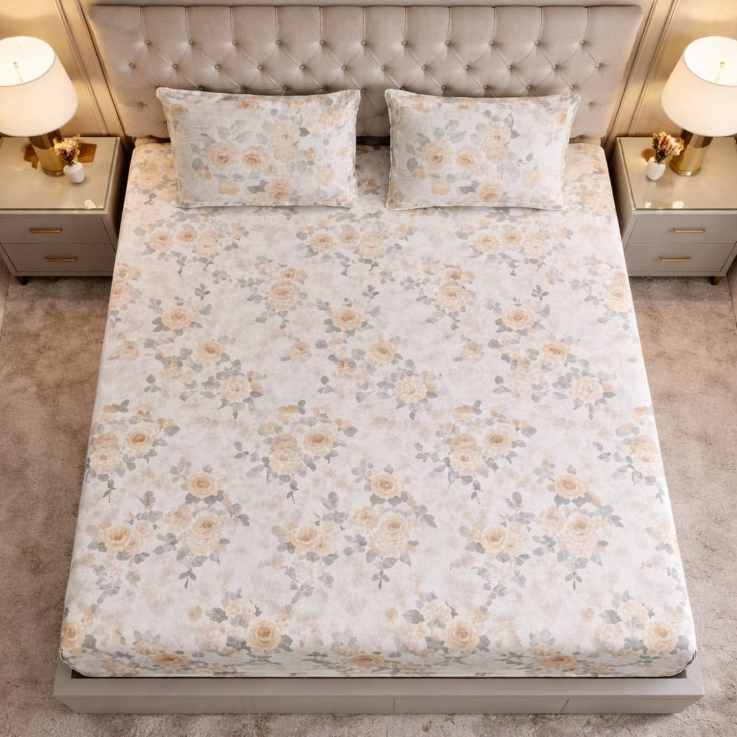 Imported Pure Cotton Floral Light Printed Bedsheet