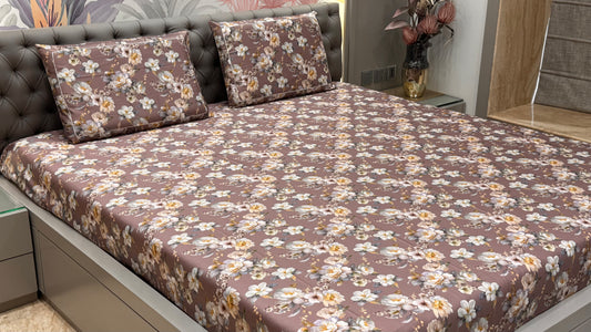 Wine brown colour king size pure cotton bedsheet