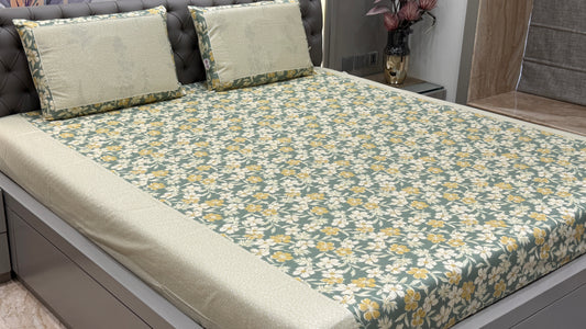 Imported Breathable Pure Cotton Foral Print Bedsheet