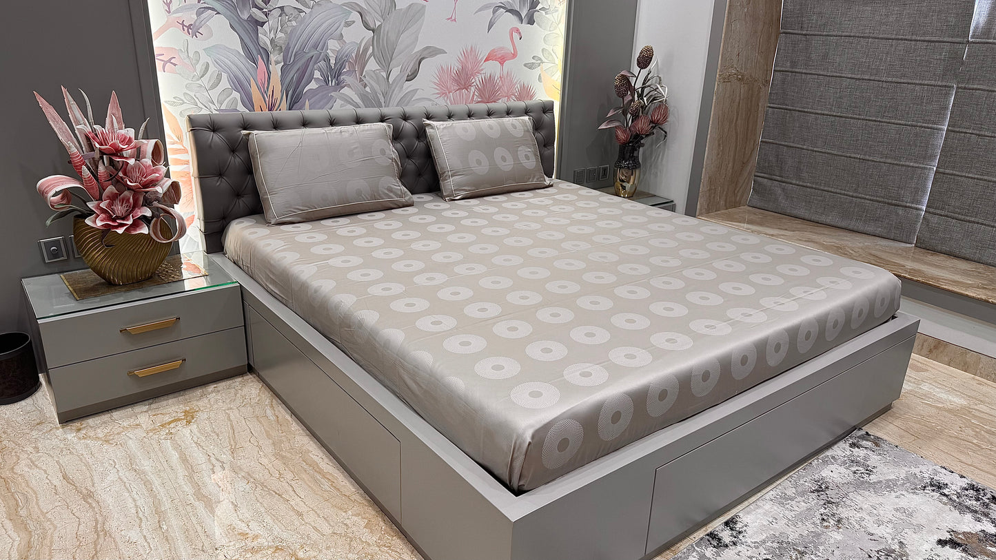 Premium 300TC Jacquard Geomertic Circle Print Bedsheet