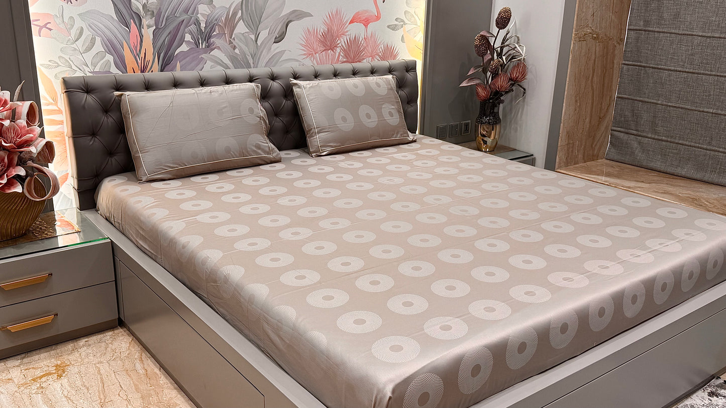 Premium 300TC Jacquard Geomertic Circle Print Bedsheet