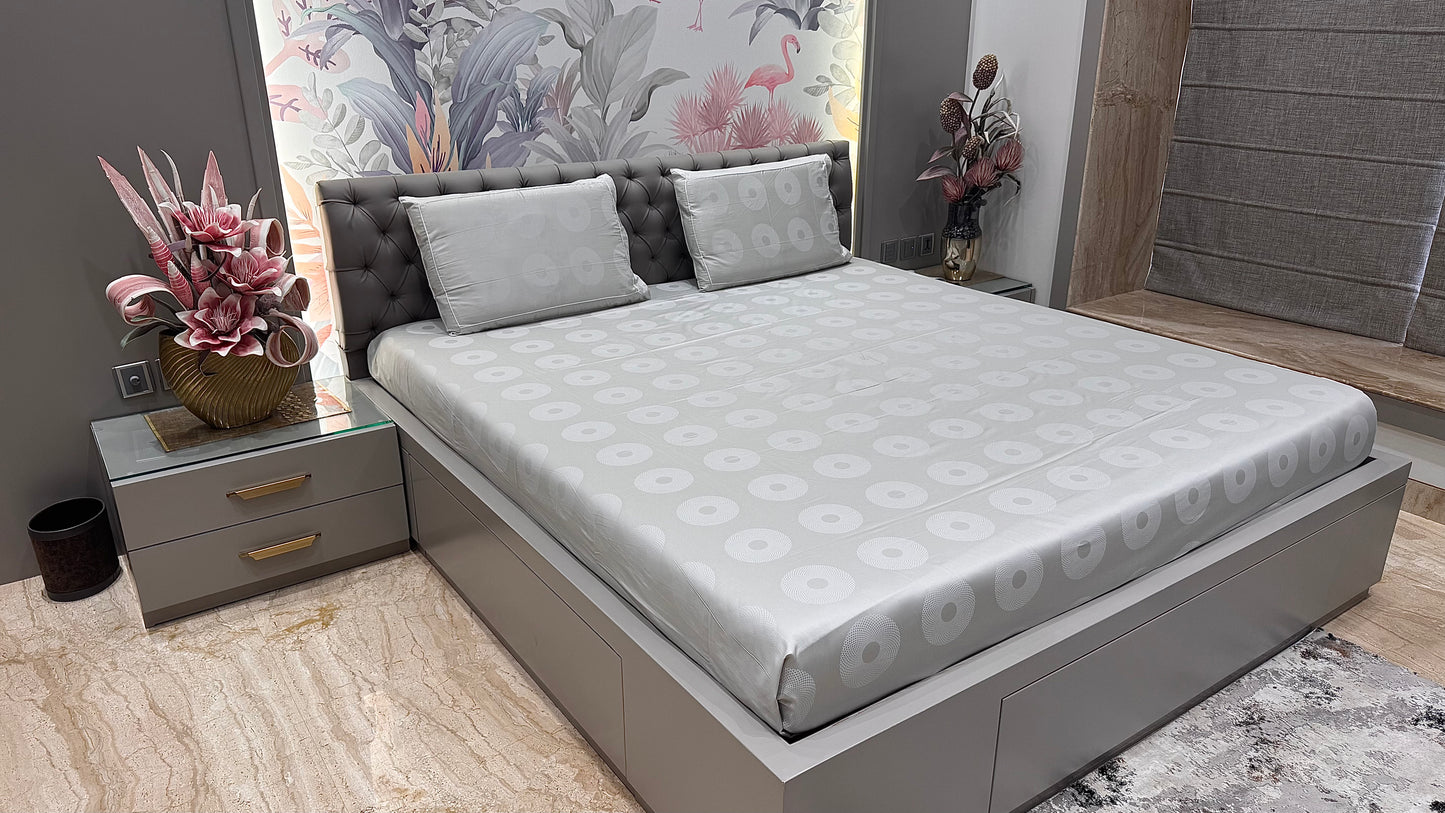 Premium 300TC Jacquard Geomertic Circle Print Bedsheet