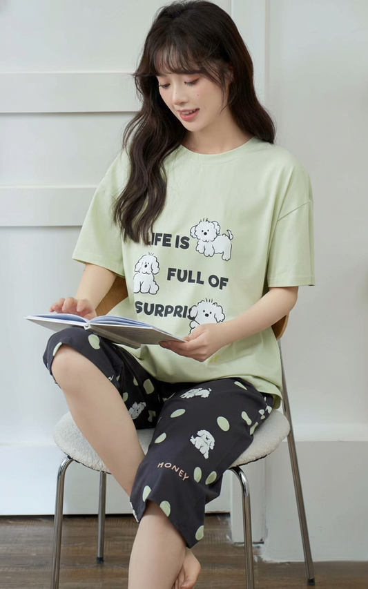 Green Hosiery Cotton Night Suit