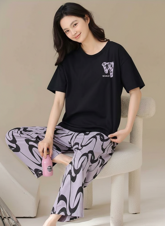 Black Cotton Night Suits
