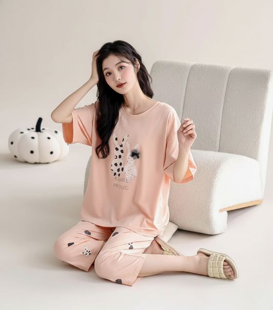 Orange Hosiery Cotton Night Suit
