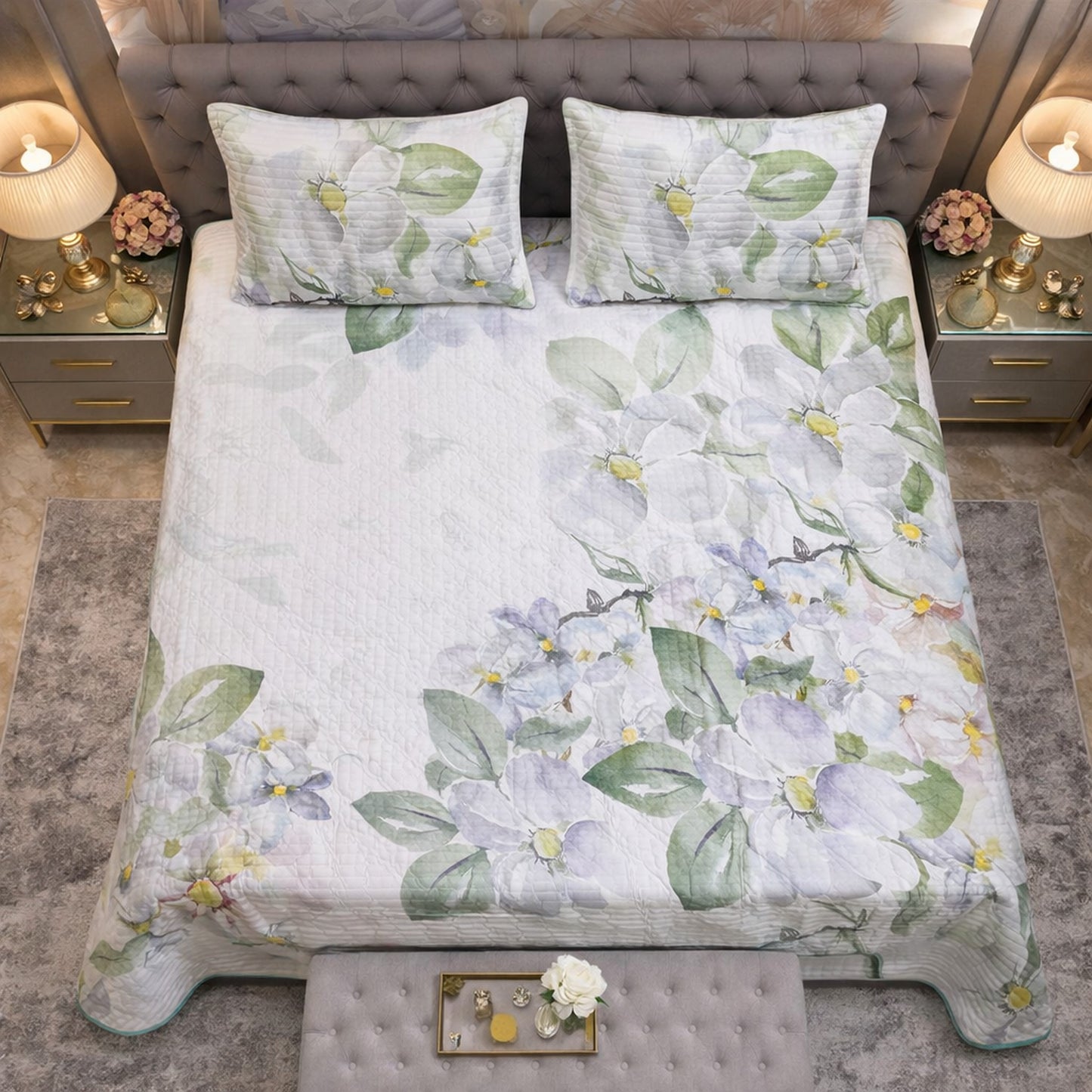 Premium Floral Design Digital Bedcover