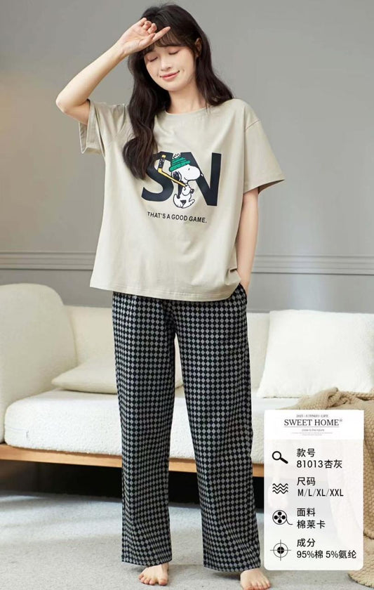 Grey Hosiery Cotton Night Suits