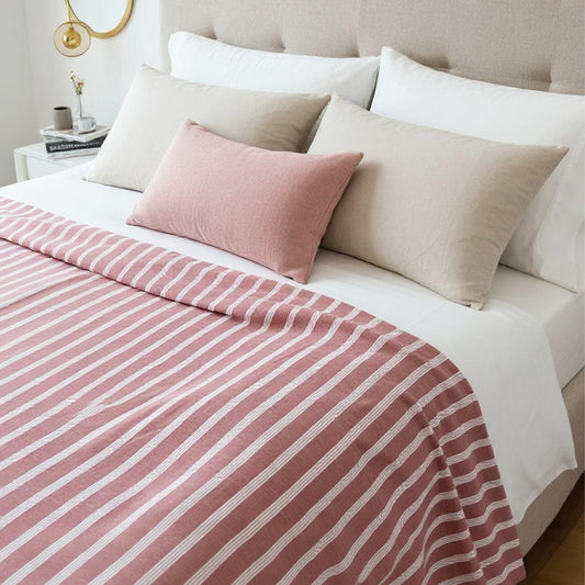 Rust Colour Breathable Cotton Striped AC Dohar