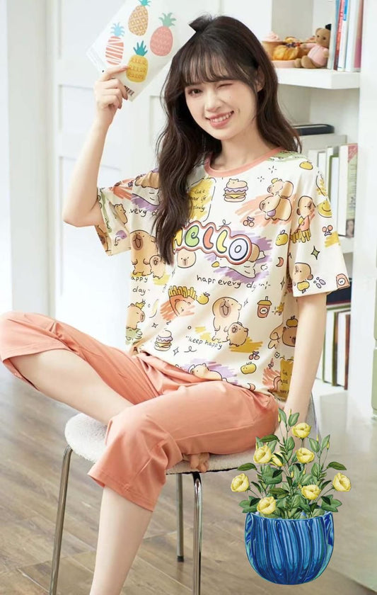 Multicolor Hosiery Cotton Night Suit
