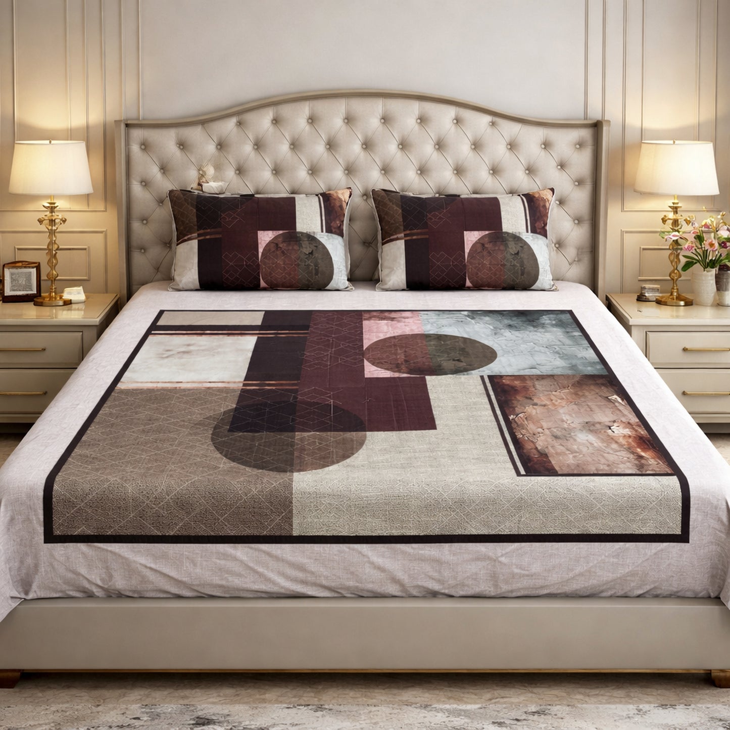 Pure Cotton Abstract Print Digital Bedsheet