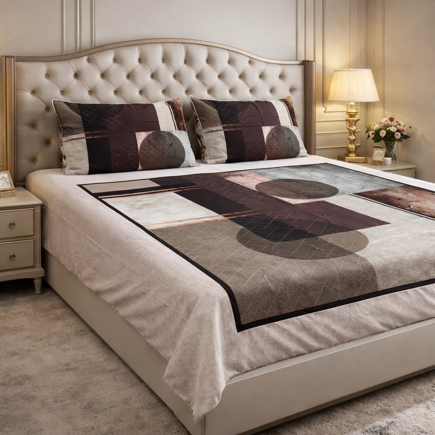 Pure Cotton Abstract Print Digital Bedsheet