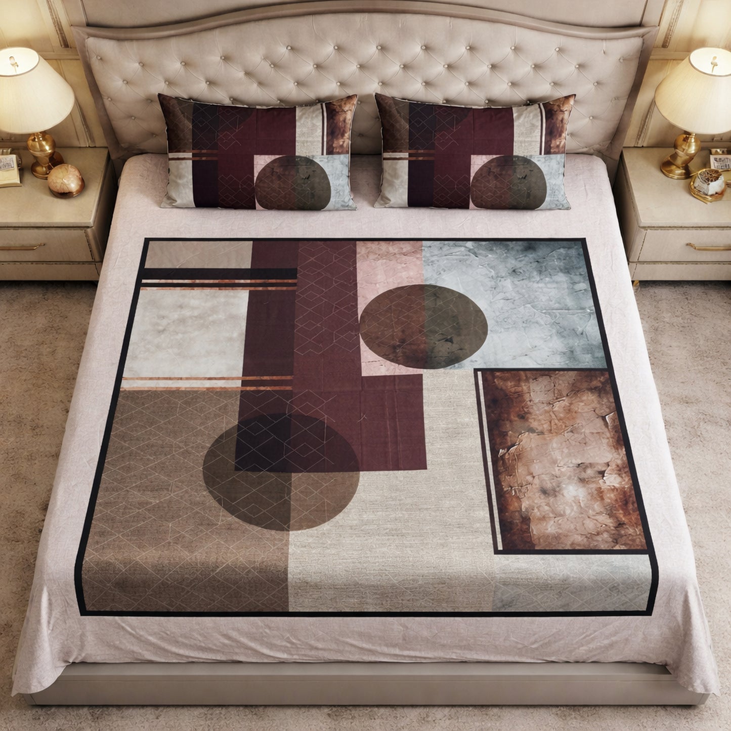 Pure Cotton Abstract Print Digital Bedsheet