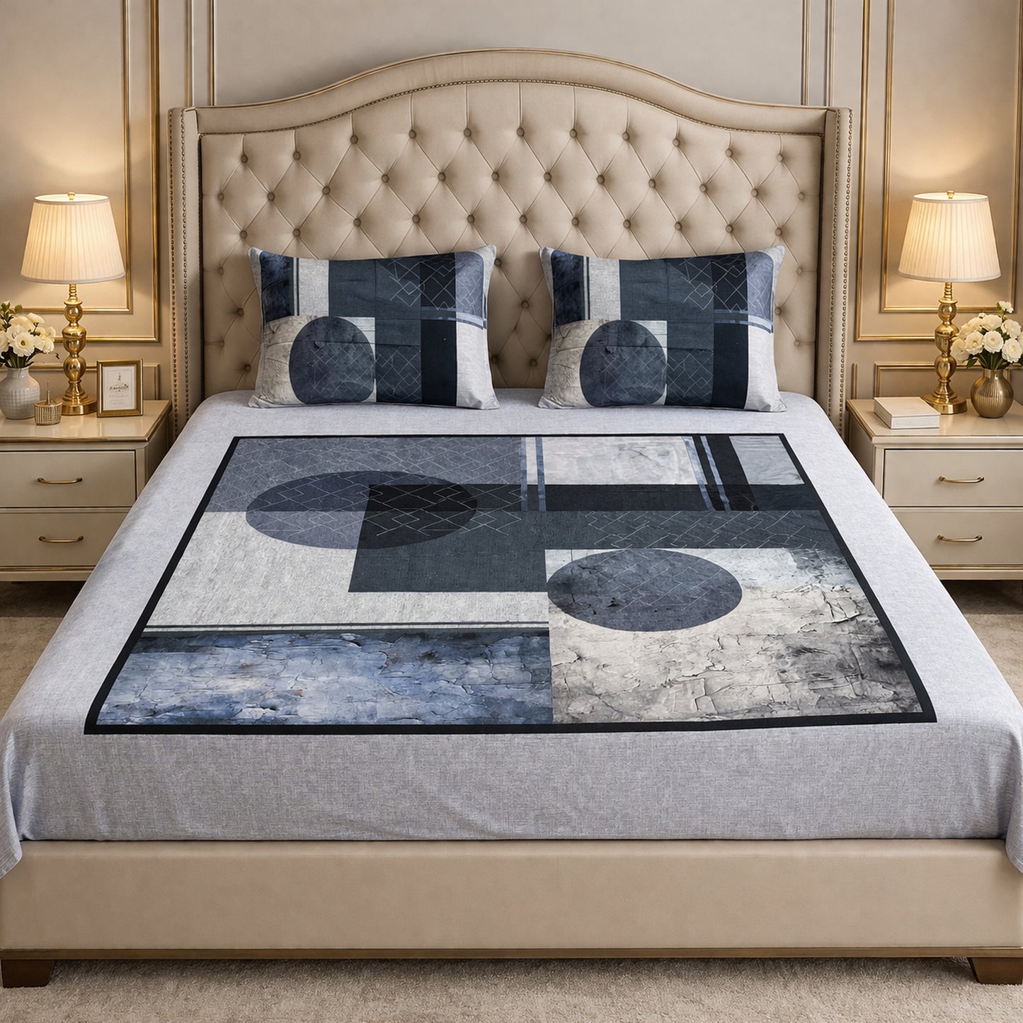 Pure Cotton Abstract Print Digital Bedsheet