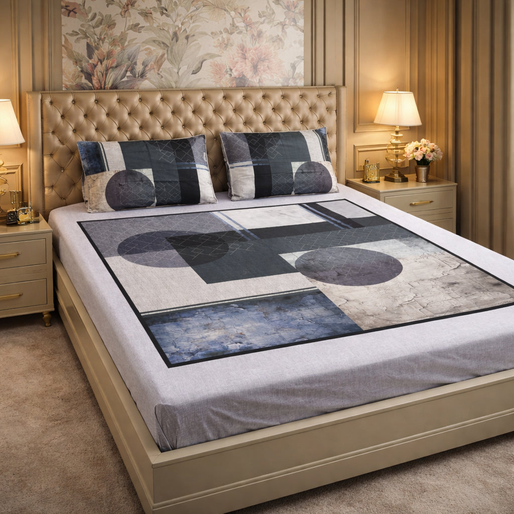 Pure Cotton Abstract Print Digital Bedsheet