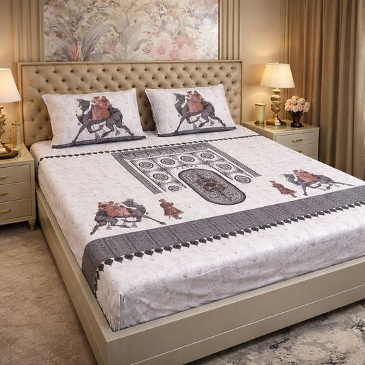 Pure Cotton Camel Digital Print Bedsheet