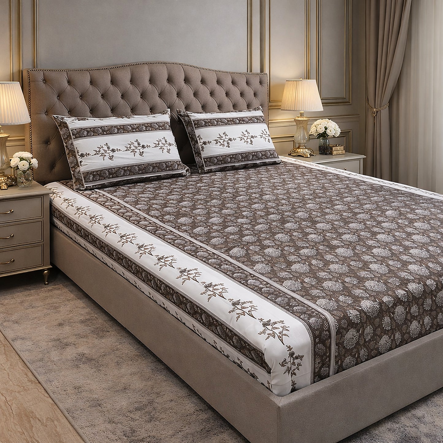 Breathable Cotton Jaipuri Print King Size Bedsheet