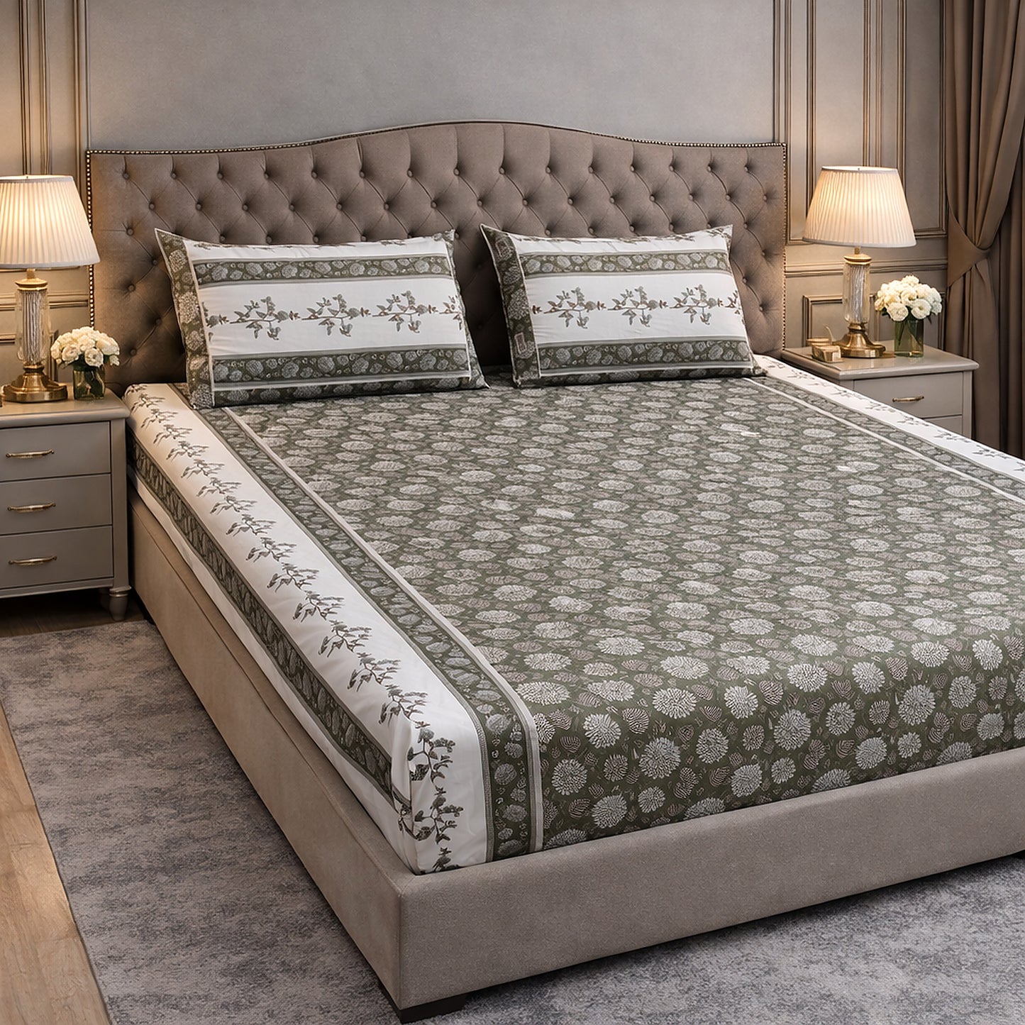 Breathable Cotton Jaipuri Print King Size Bedsheet