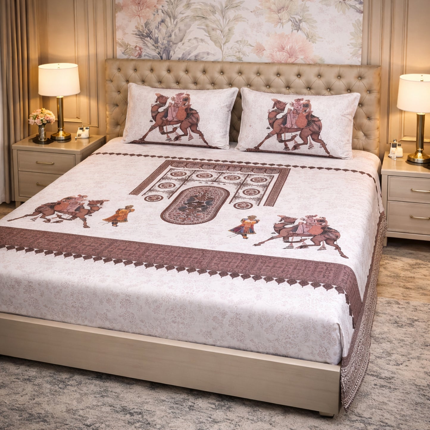 Pure Cotton Camel Digital Print Bedsheet