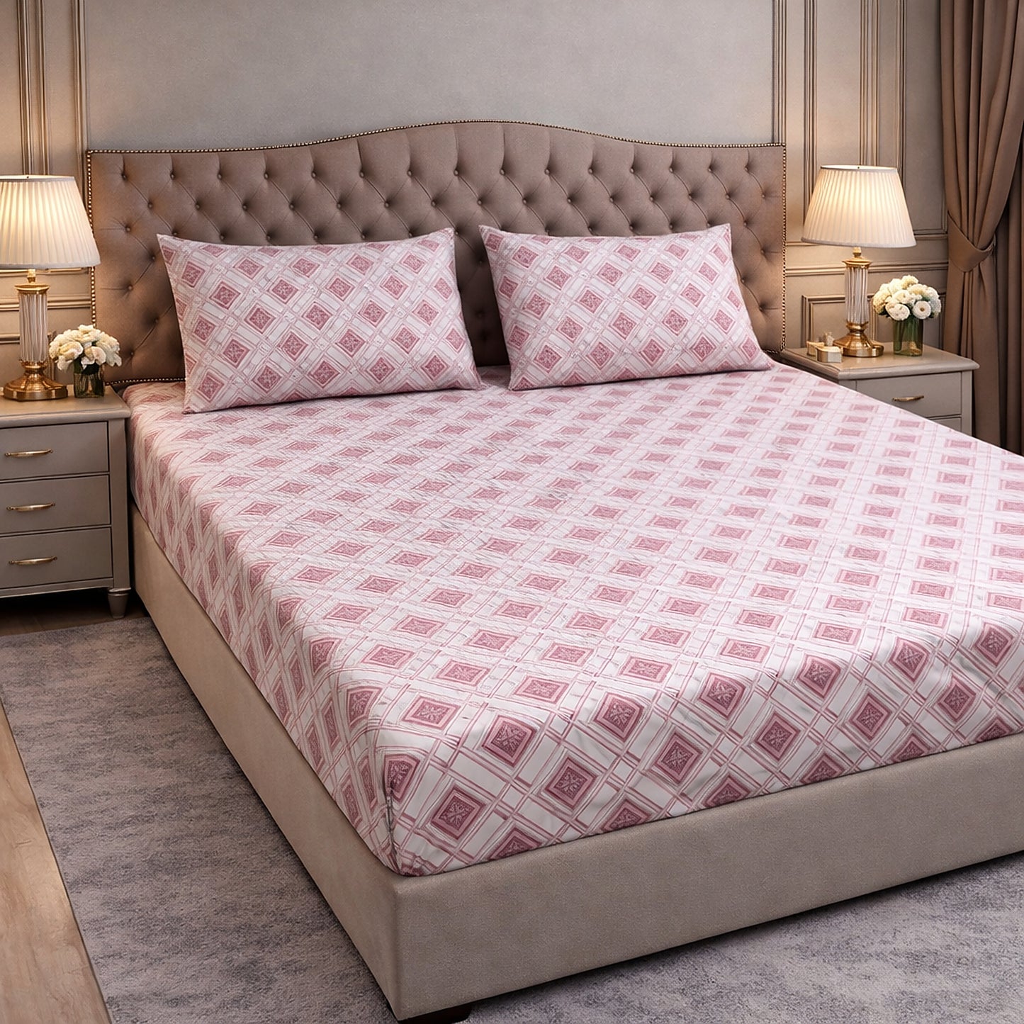 Pure Cotton Geometrical Print King Size Bedsheet